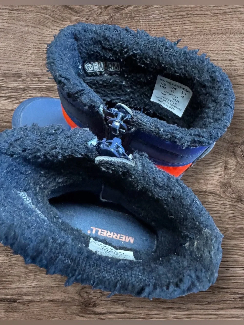 Merrell Select Grip M Alpine Puffer Water Proof Youth Snow Boots Size 11 Blue
